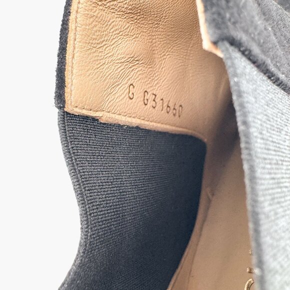 Chanel Cap Toe Ankle Boots EU 39 US 8-8.5 Black Suede Block Heel Chelsea Booties - Picture 12 of 13